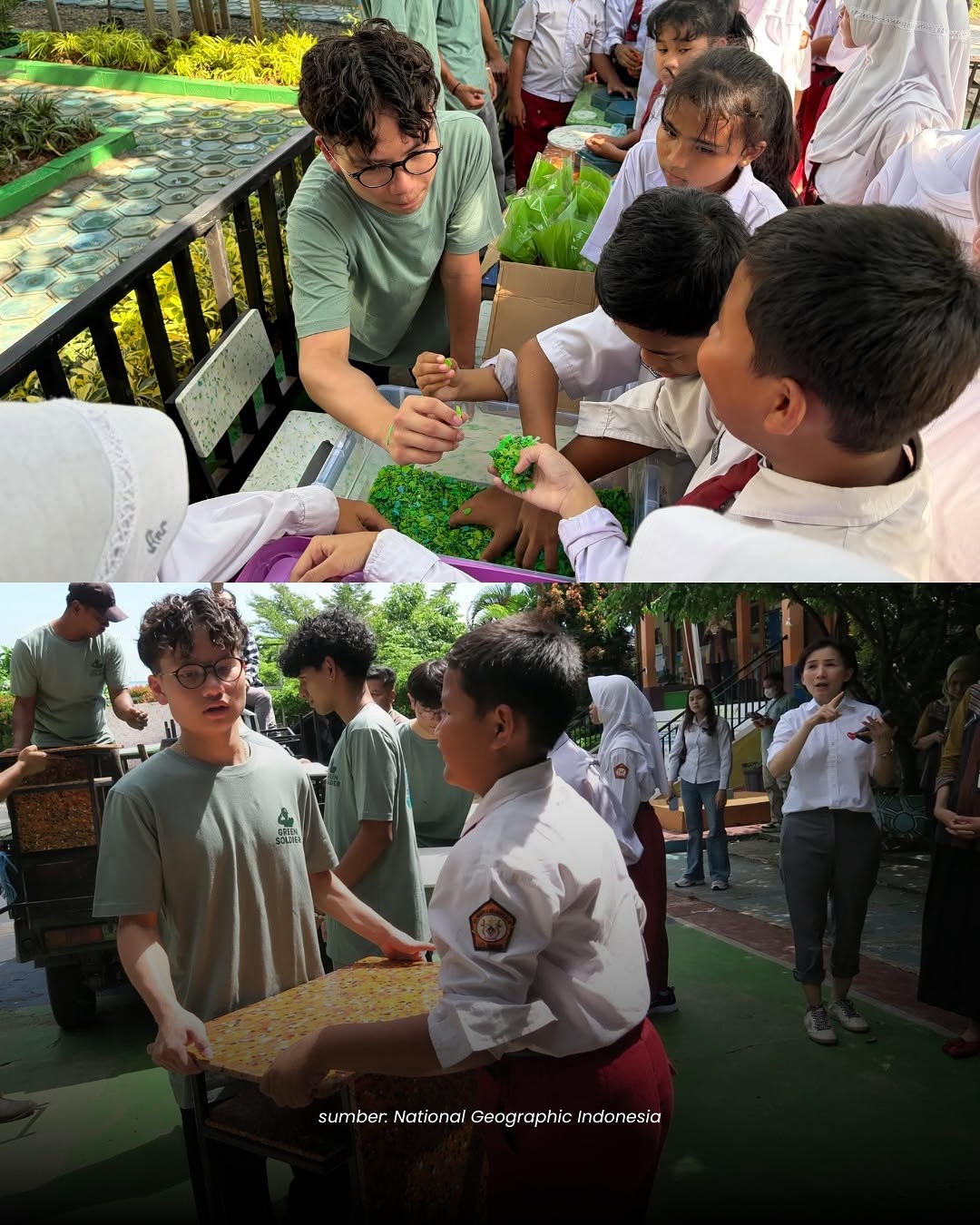 Lima Siswa SMA Jakarta Ciptakan Green Soldier: Ubah Sampah Plastik Menjadi Meja, Bangku, dan Eco Paving Sekolah