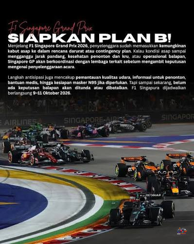 Singapura Waspadai Kabut Asap Lintas Batas, GP F1 Oktober 2026 Ikut Jadi Sorotan